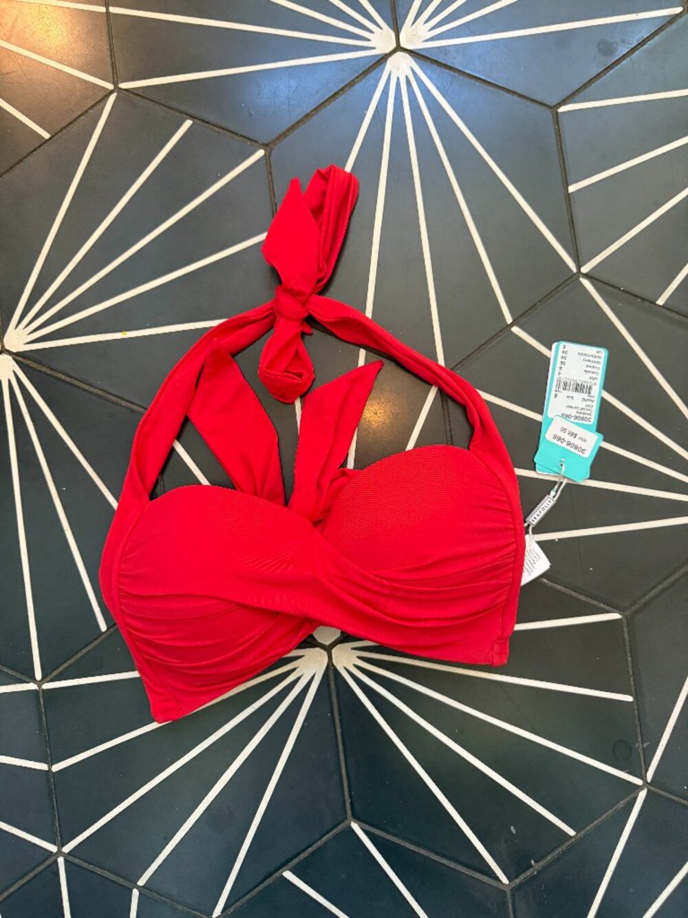 NWT Sea Folly Halter Bikini Top in Chili Red, size US 4
